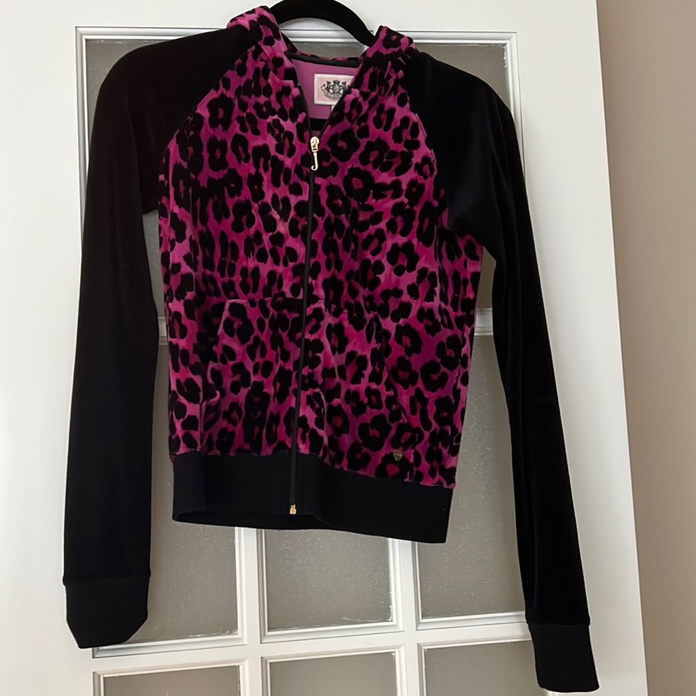 Juice couture cheetah velour zip up hoodie. NWOT. girls XL 12/14